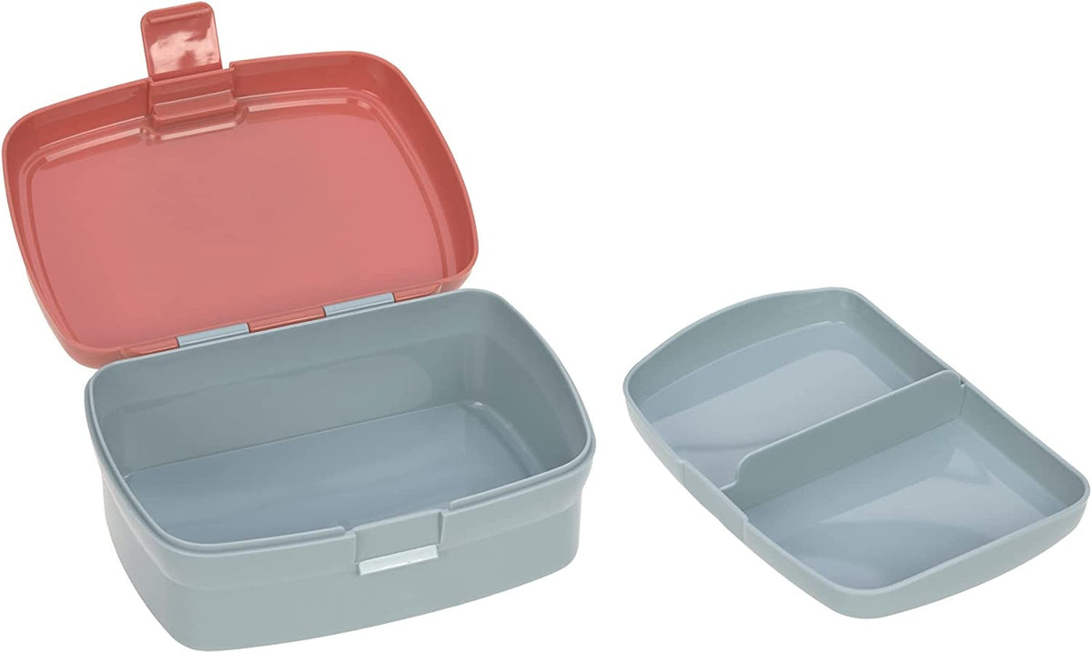 LASSIG zestaw śniadaniowy BIDON śniadaniówka czerwony lunchbox z lisem i wyjmowanym pojemnikiem