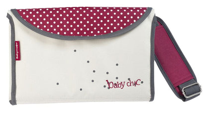 BABYMOOV torba do wózka BABY CHIC + przewijak beżowo-bordowa z paskiem i kieszeniami