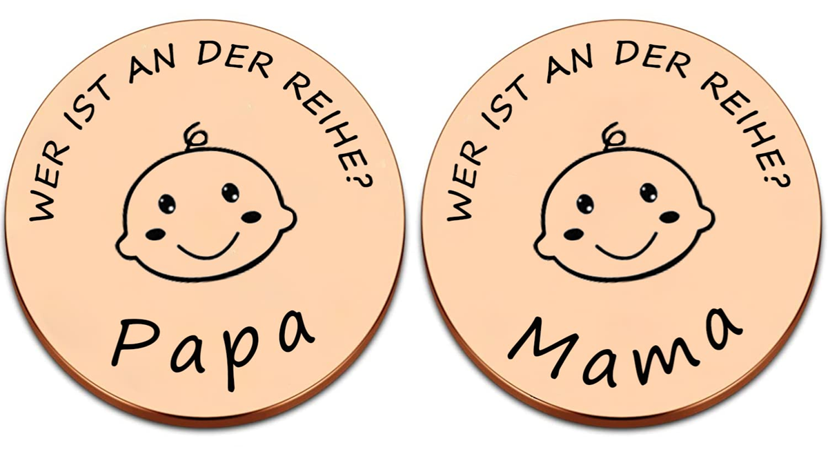 KIYOYI stalen munt voor het nemen van beslissingen MAMA of PAPA 3 cm