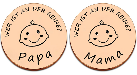 KIYOYI stalen munt voor het nemen van beslissingen MAMA of PAPA 3 cm