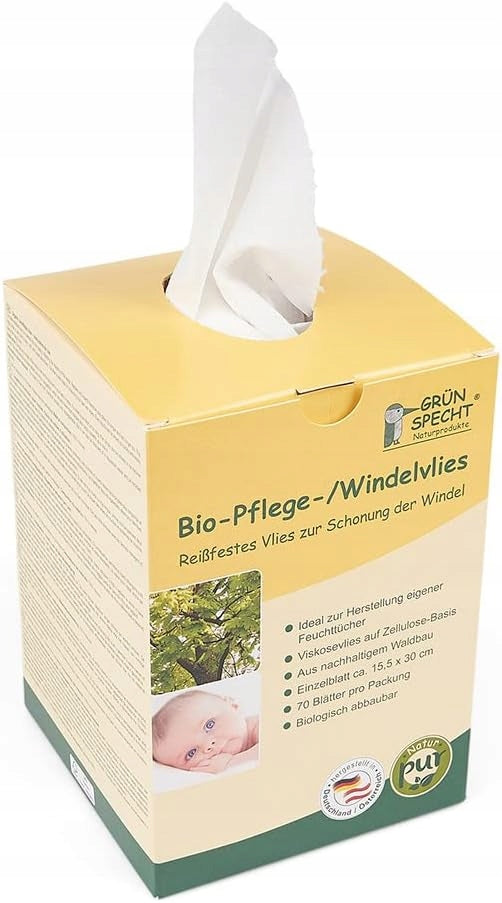 GRUNSPECHT Bio bibułki do pieluszek x70 biodegradowalne, ekologiczne wkłady do pieluszek i chusteczek