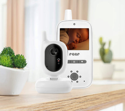 REER BabyCam niania elektroniczna 2,4" TFT z kamerą i monitorem LCD, biała, do opieki nad dzieckiem
