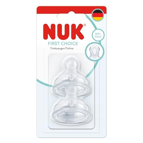NUK First Choice smoczki do butelek XL 2 szt. 6+ silikonowe smoczki antykolkowe do butelki
