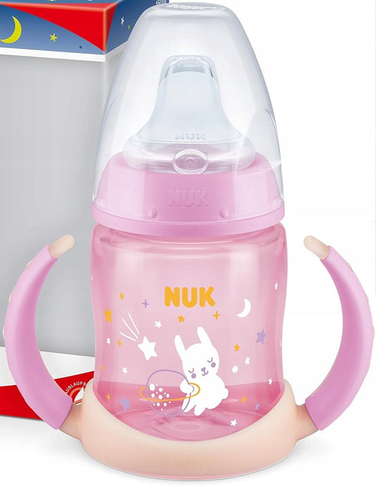 NUK Learner Cup KUBEK 150 ml wskaźnik temperatury ŚWIECI W CIEMNOŚCI, różowy kubek niekapek 6m+