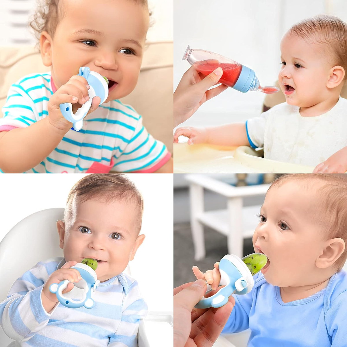 LEADSTAR bijtring fruitdispenser 2 stuks 6 spenen + lepel 90 ml