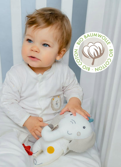 FEHN suspension en coton avec boîte à musique pour lit bébé, poussette ÉLÉPHANT 20 cm