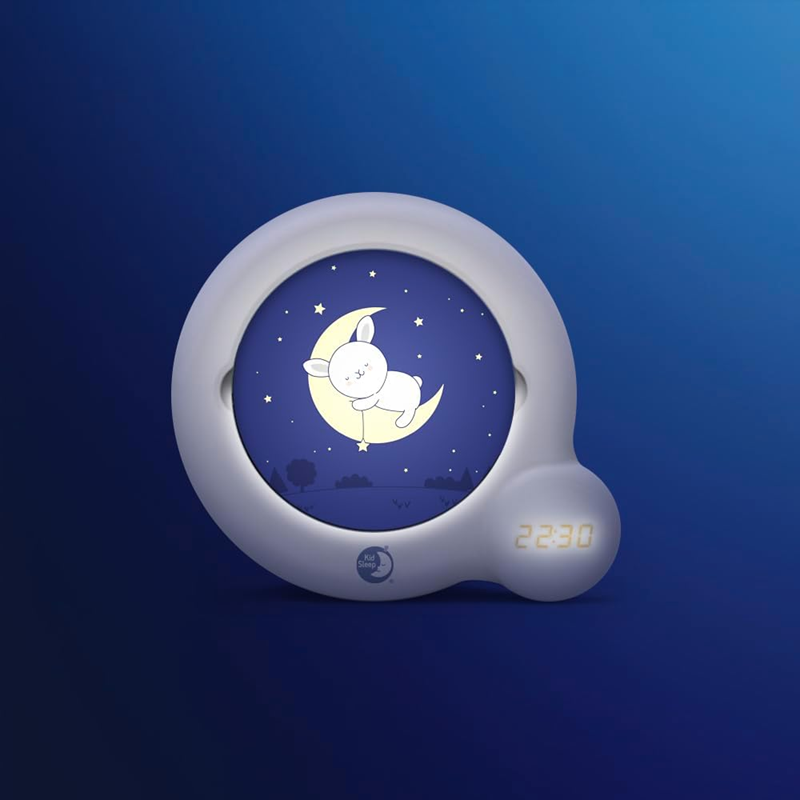 PABOBO Kid Sleep Essential 3-in-1 wake-up training clock, clock, night light (moon or sun projection)