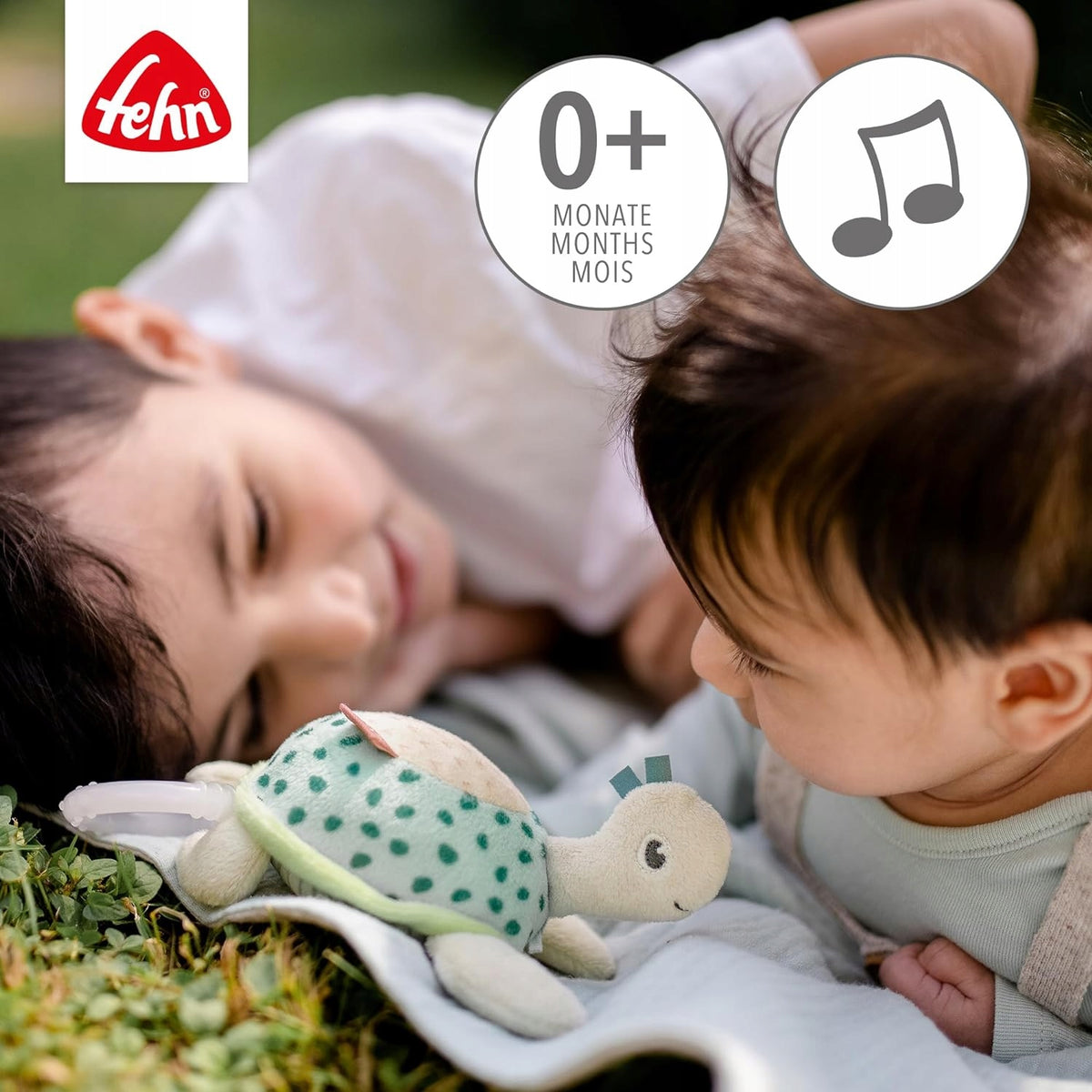FEHN pluchen knuffel met muziekdoosje SCHILDPAD 16 cm