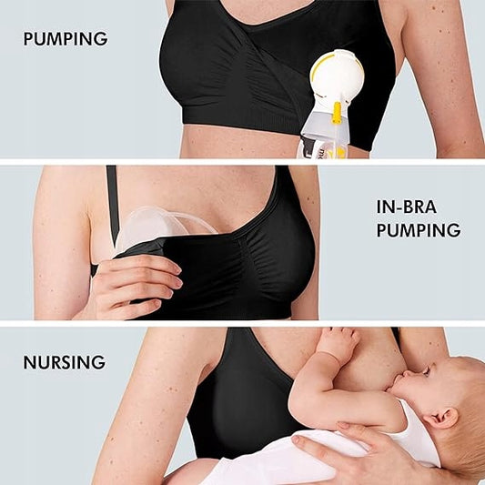MEDELA sujetador de lactancia y extracción de leche 3 en 1 con almohadillas XXL