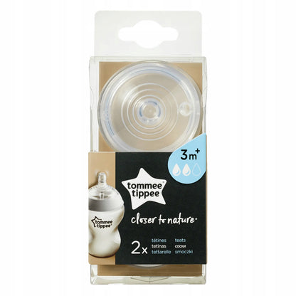 TOMMEE TIPPEE tetină pentru biberon CLOSER TO NATURE 3luni+ x2