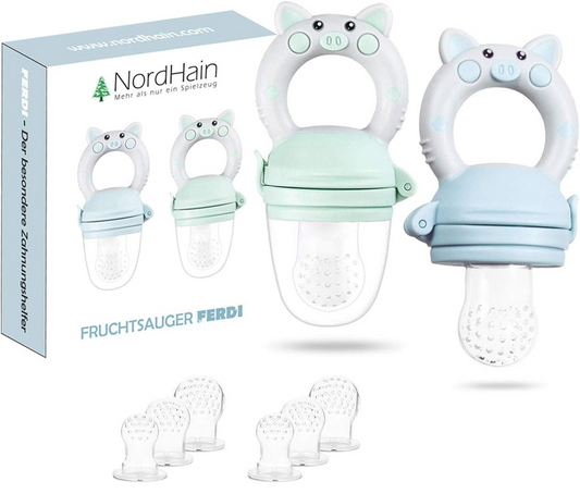 NORDHAIN dispensador de chupete para frutas para bebés 3-12 meses 2 unidades 6 boquillas