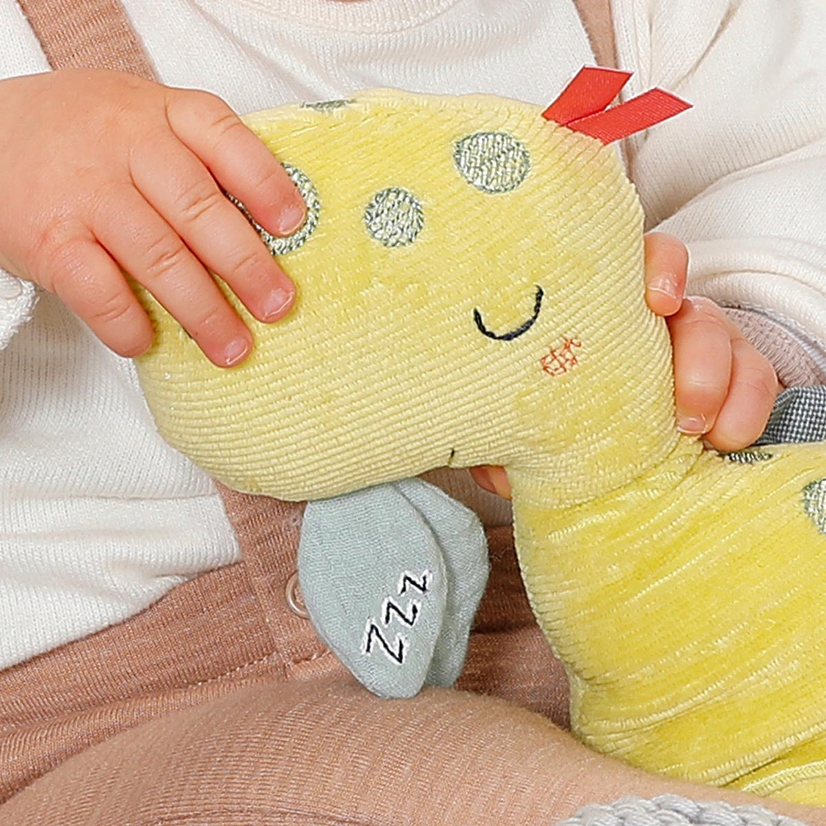 FEHN corduroy knuffeldoekje met nachtlampje DINO 20 x 23 cm