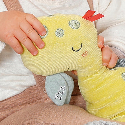 FEHN corduroy knuffeldoekje met nachtlampje DINO 20 x 23 cm