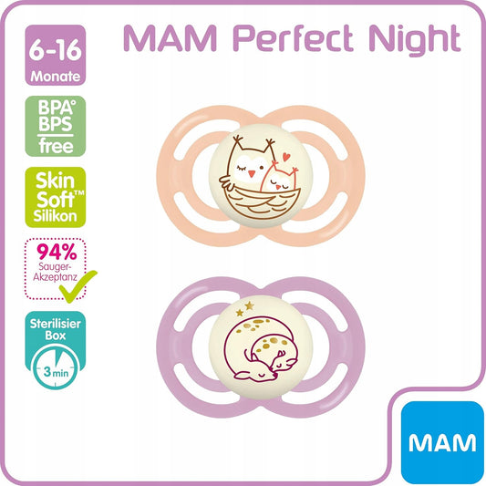 MAM Perfect Night upokojujúci cumlík x2 6-18 mesiacov + box