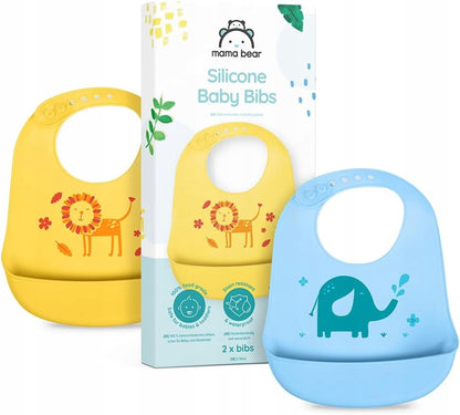 MAMA BEAR szilikon előkék zsebekkel 2 db