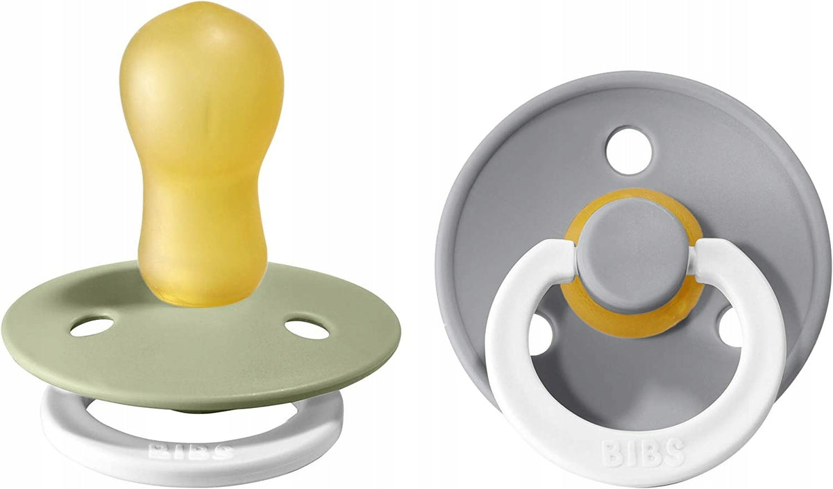 BIBS COLOUR GLOW smoczki uspokajające 2pack kauczuk 18 msc+ ŚWIECĄCE, żółto-szare