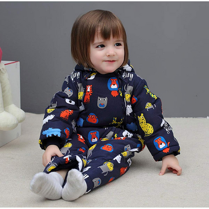 JIAMY mono de invierno con capucha 18-24 meses + guantes y botines para bebés
