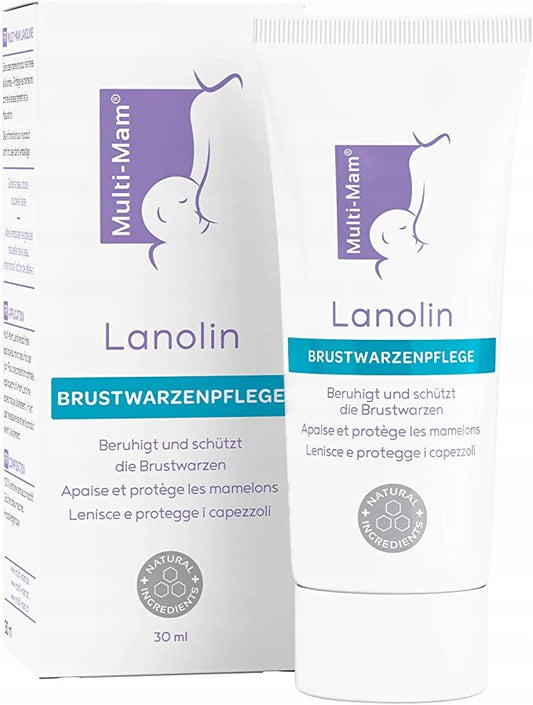 MULTI-MAM lanolina 30ml do pielęgnacji i ochrony suchych, wrażliwych brodawek piersiowych podczas karmienia piersią