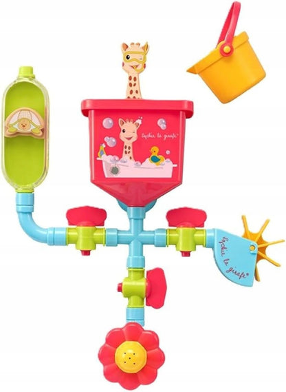 SOPHIE LA GIRAFE Badespielzeug mit Saugnäpfen, Röhrchen, Mühle, Gießkanne