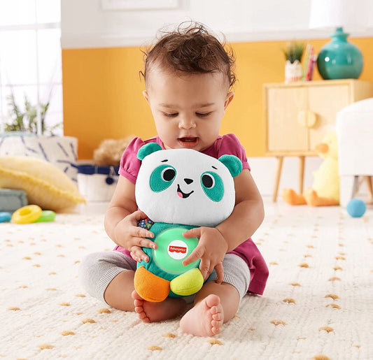 FISHER-PRICE interaktywna PANDA j.niemiecki zabawka Linkimals dla dziecka 9 m+, miękka panda z efektami świetlnymi i dźwiękowymi