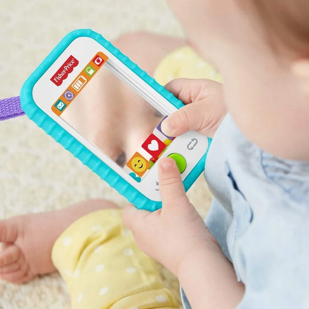 FISHER-PRICE GML96 smartfon gryzak grzechotka lusterko dla niemowląt, wielokolorowy, 3m+