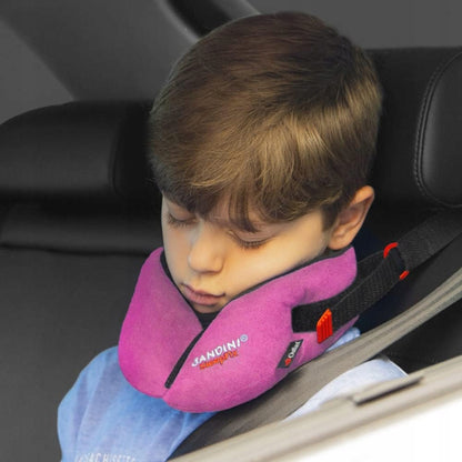 SANDINI SleepFix Kids poduszka stabilizująca 18 m+ różowa poduszka podróżna dla dziecka w foteliku samochodowym