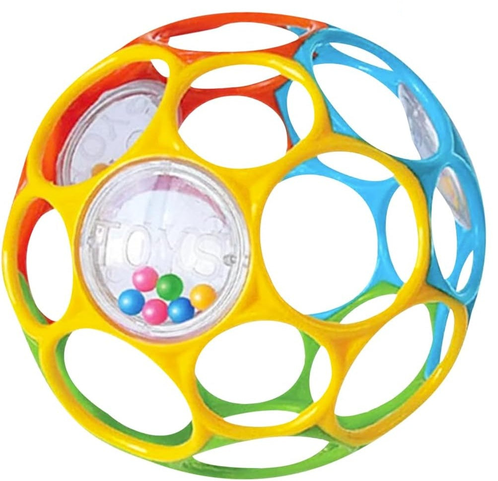 KIKUO Classic Ball grijpspeeltje en bijtring met rammelaars 11,5 cm