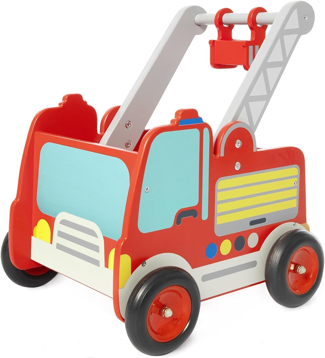 LABEBE houten duwboot brandweerwagen 37,5 x 45 cm