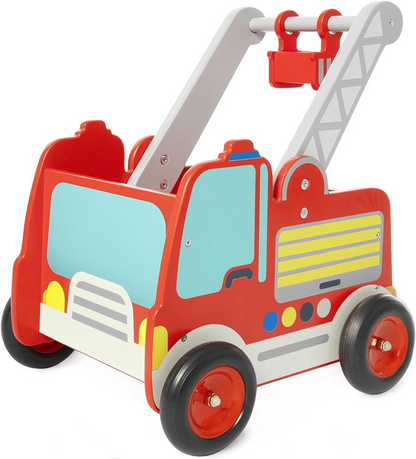LABEBE houten duwboot brandweerwagen 37,5 x 45 cm