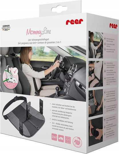 REER adapter do pasów samochodowych dla kobiet w ciąży, czarny 2w1, bezpieczny pas do auta