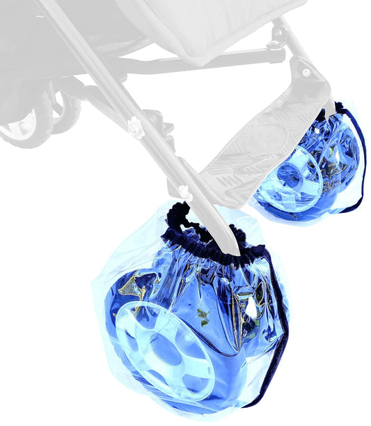 SUNNYBABY ochraniacze folie na koła do wózka uniwersalne x2, osłony na koła wózka do 35 cm, zmywalne