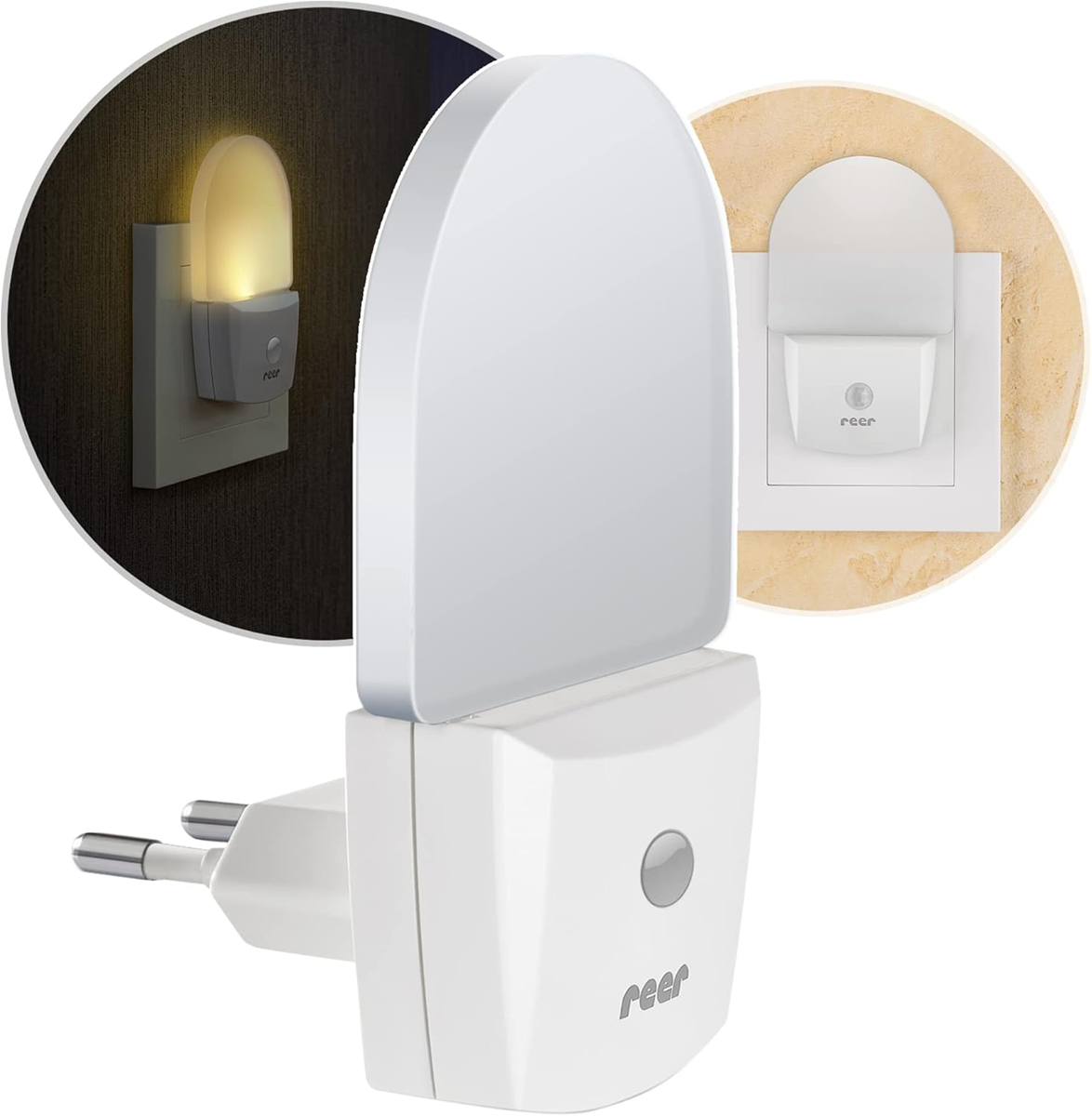 REER NightGuide lámpara nocturna LED para enchufe con sensor de oscuridad 6 x 9,5 cm