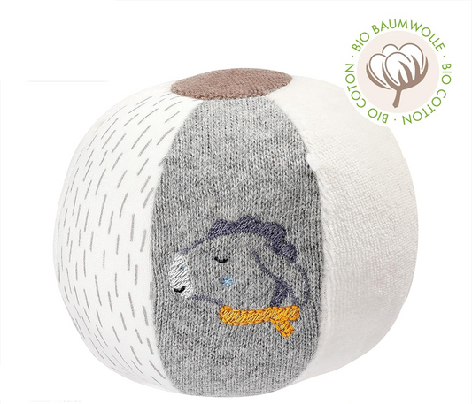 FEHN Natur katoenen bal met rammelaar 9 x 10 cm BEER en EZEL