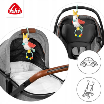 FEHN Dobabydoo sensorische kinderwagenhanger PAPEGAAI