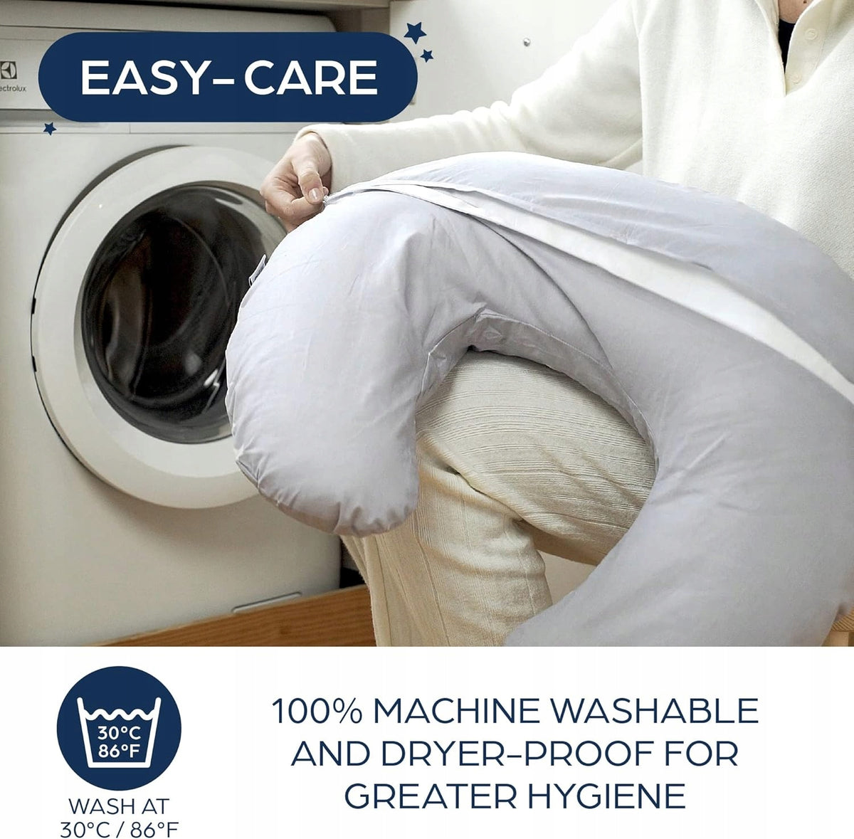 NIIMO poduszka wielofunkcyjna ciążowa do karmienia + poszewka, łatwa do prania, grey, easy-care