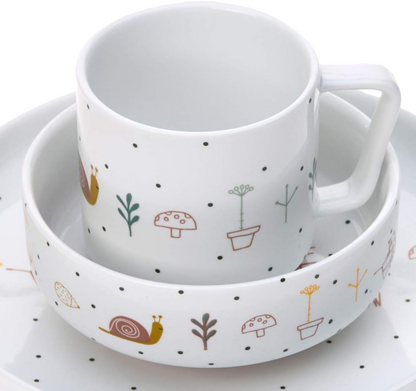 LASSIG Garden Explorer set de vajilla de porcelana para niños