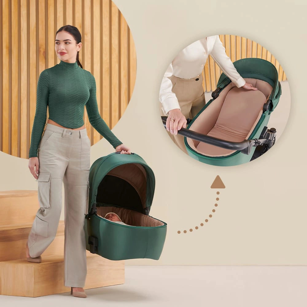 KINDERKRAFT PRIME2 PRO 3-in-1 multifunctionele kinderwagen tot 22kg + autostoeltje MINK PRO