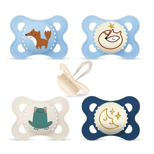 MAM Original Day&Night pacifiers 0–6m x4 GLOW-IN-THE-DARK