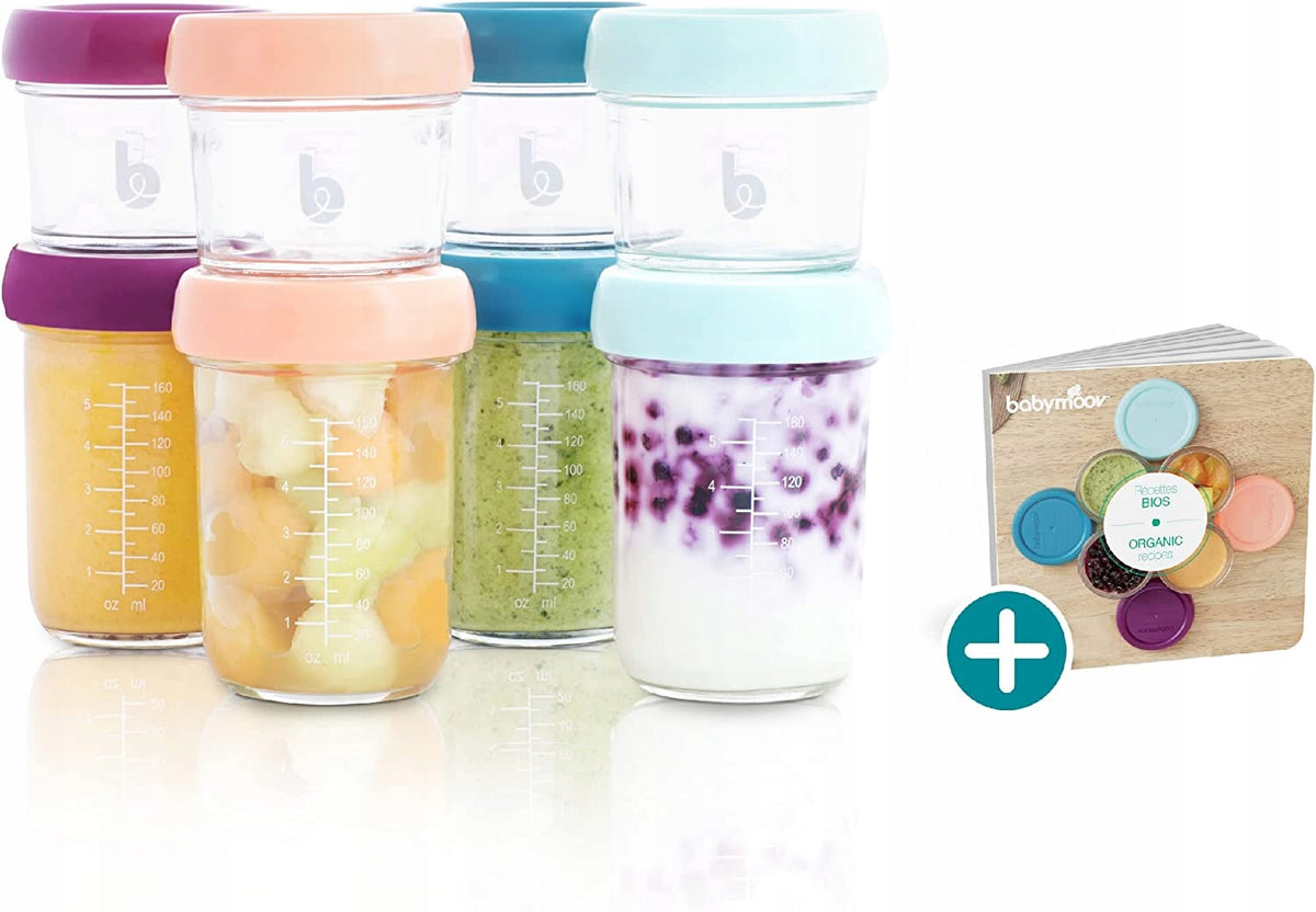 BABYMOOV Babybols recipientes de vidrio 4x220 ml, 4x100 ml