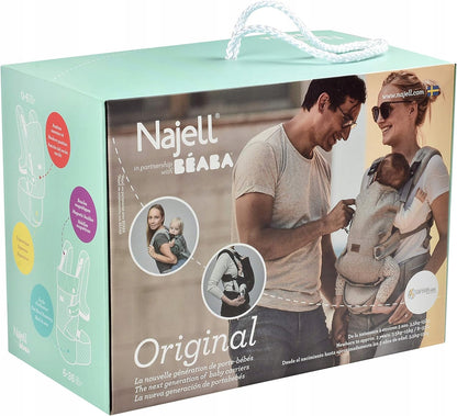 BEABA NAJELL Active Mesh nosidełko ergonomiczne z pasem biodrowym, pudełko produktu w kolorze miętowym