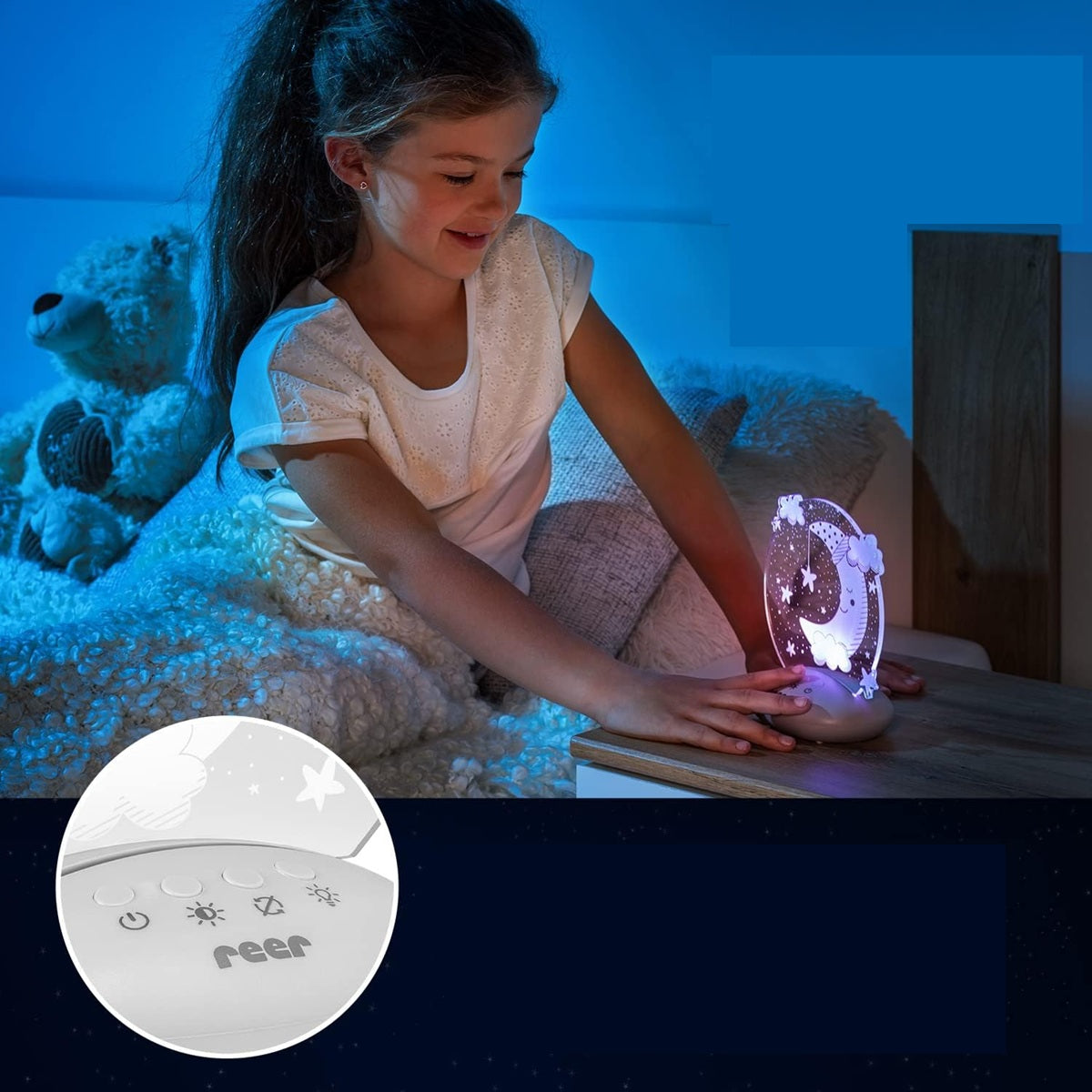 REER ColourLumy LED-nachtlampje 5 kleuren MAAN