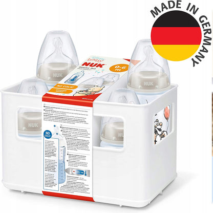 NUK Disney zestaw butelki koszyk KONTROLA TEMP z 4 butelkami i koszykiem, Made in Germany