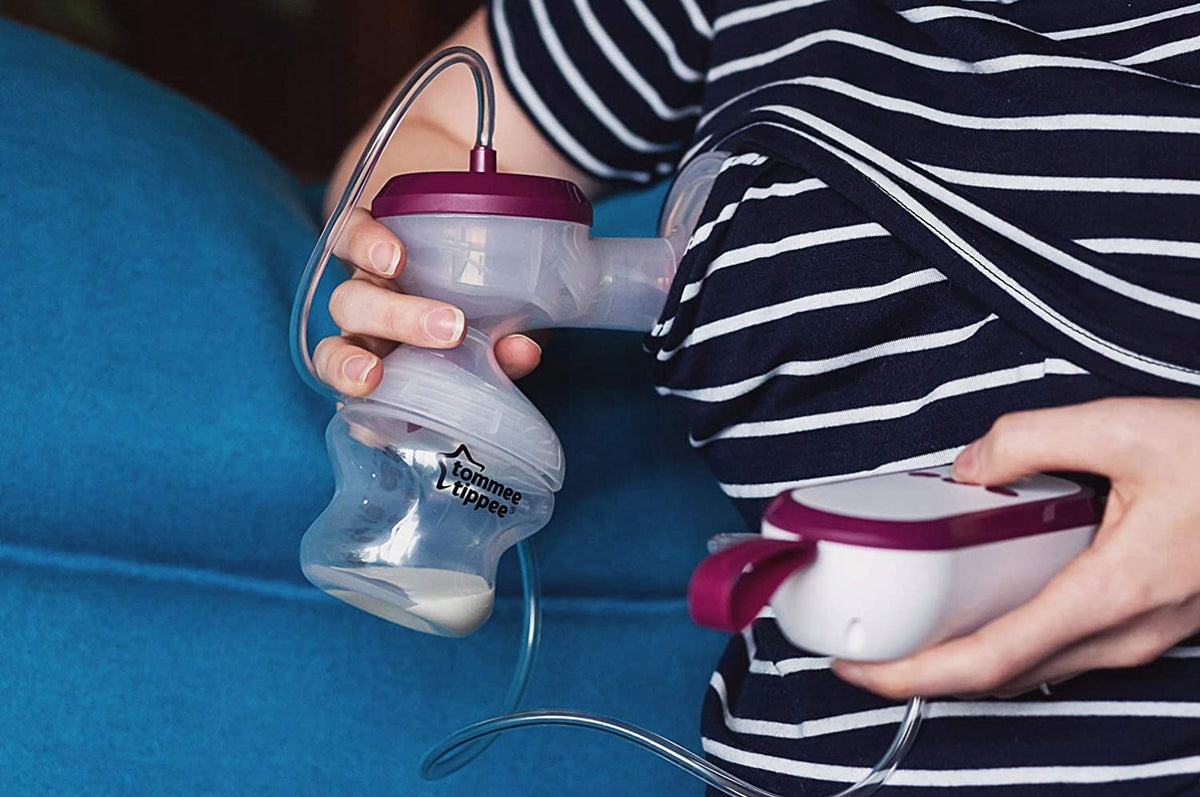 TOMMEE TIPPEE Made for Me LAKTATOR ELEKTRYCZNY, cichy elektryczny laktator do odciągania pokarmu, biało-bordowy