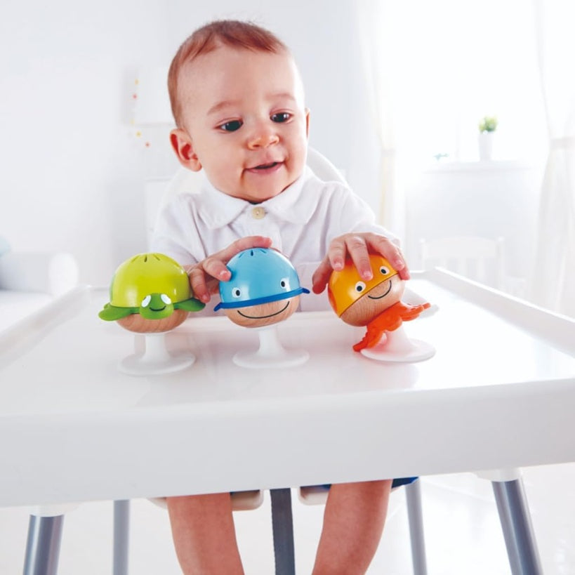 HAPE Animales marinos sensoriales con ventosas, set de 3 unidades