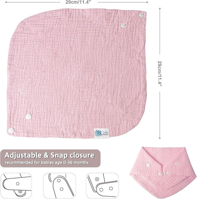 LULU MOON muslin slabbetjes met drukknoop 0-36 maanden x8