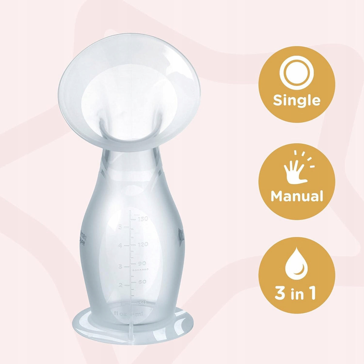 TOMMEE TIPPEE Made for Me kolektor silikonowy, ręczny, single, 3 w 1, BPA free