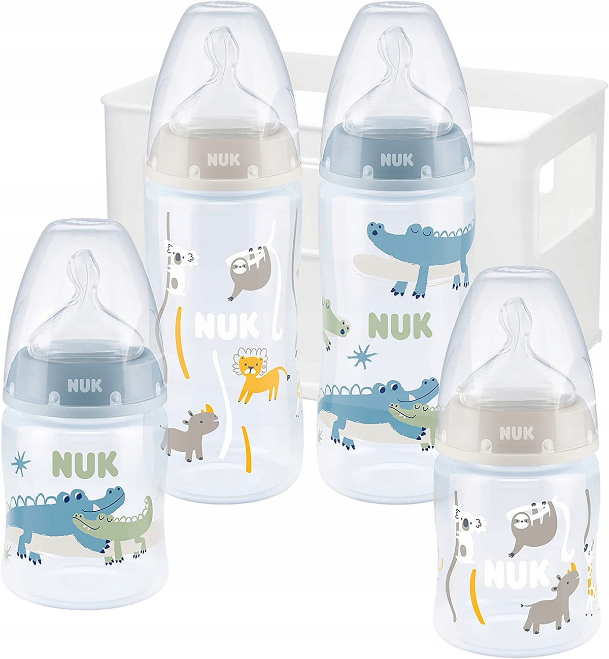 NUK First Choice+ σετ εκκίνησης 4 μπιμπερό + καλάθι οργάνωσης 0-6 μηνών