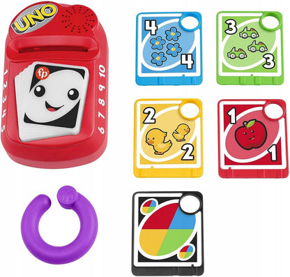 FISHER-PRICE światła muzyka frazy j. niemiecki UNO interaktywna zabawka edukacyjna z kartami i światłami