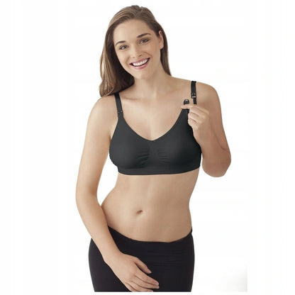 MEDELA biustonosz do karmienia bezszwowy XL, czarny bez fiszbin, wygodny i oddychający biustonosz dla mam