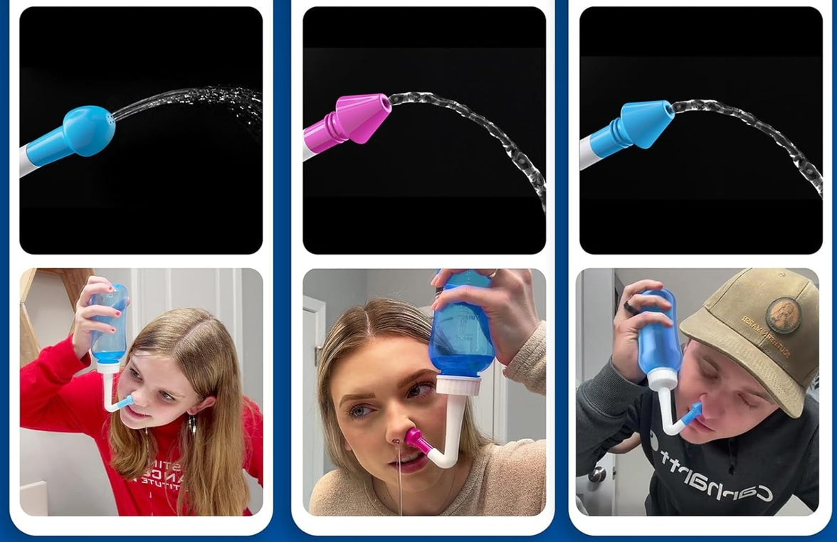 MAOEVER Neusirrigator 300 voor kinderen en volwassenen 3 mondstukken 300 ml